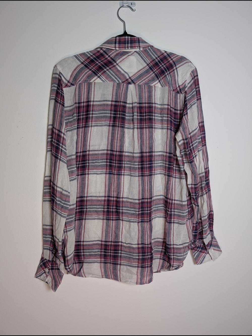 Rails Linen Blend Plaid Button Down Shirt XS Coastal Casual Lightweight - Picture 5 of 7